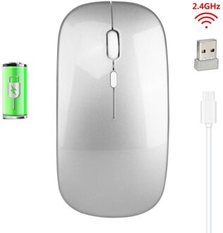 2.4Ghz Draadloze Optische Mute Muis Stijlvolle Slim Mini Comforty Compact Laptop Universele Draadloze Gaming Muis Opgeladen Worden Muis Selver