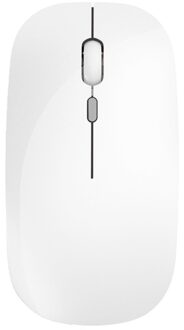 2.4Ghz Ontvanger Bluetooth 5.0 1600Dpi Draadloze Oplaadbare Mute Gaming Muizen Voor Macbook Laptop Computer Pc Accessoires wit