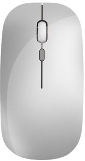 2.4Ghz Ontvanger Bluetooth 5.0 1600Dpi Draadloze Oplaadbare Mute Gaming Muizen Voor Macbook Laptop Computer Pc Accessoires Zilver