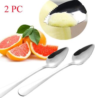 2/4Pc Dikke Gladde Roestvrijstalen Grapefruit Lepel Dessertlepel Gekartelde Rand Gesneden Fruit Keuken Gadget Koken Gereedschap #40 2stk