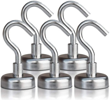 2/5/10pcs Magnetic Hooks Magnet Power Hook Neodymium Rare Earth Holder 5.5kg N52 D16 16mm Strong Magnet Wall Hardware