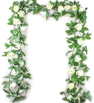 2.5 M Simulatie Rose Bloem Rotan Kunstmatige Bloem Wijnstok Zijden Wisteria Garland Opknoping Rotan Voor Bruiloft Boog Tuin Muur Deco