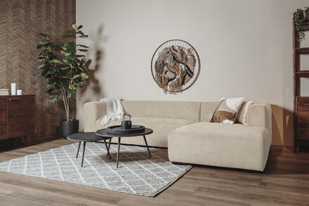 2,5-zits Loungebank 'Moiré' Rechts, kleur Crème