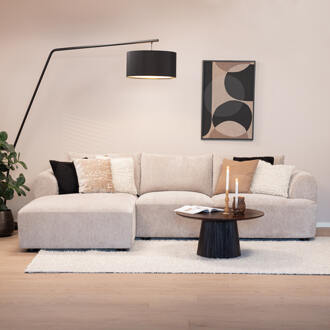 2,5-zits Loungebank 'Richard' Links, Chenille, kleur Zand