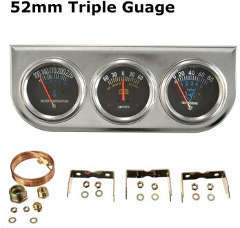 2 ''52Mm 3 In 1 Triple Mechanische Gauge Universele Auto Water Temperatuur Ampère Oliedrukmeter Panel Set