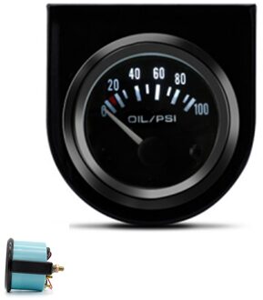 2 "52Mm Auto Oliedrukmeter 0 ~ 7 Bar/0 ~ 100 Psi Druk Meter 12V Auto Instrument Met Olie Druk Sensor groen 0-100