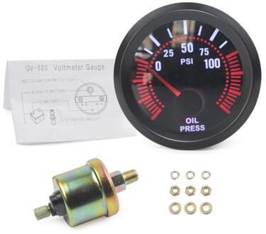2 "52Mm Smoke Lens Turbodrukmeter Bar Psi/Vacuüm/Water Temp/Olie Temp/Olie druk/Voltmeter/Toerenteller Rpm Auto Gauge olie- pressure