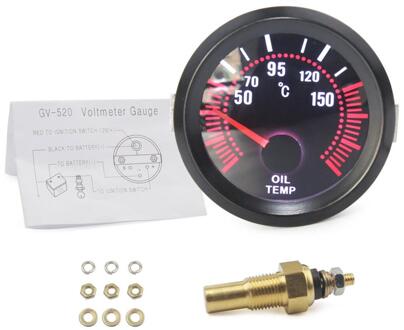 2 "52Mm Smoke Lens Turbodrukmeter Bar Psi/Vacuüm/Water Temp/Olie Temp/Olie druk/Voltmeter/Toerenteller Rpm Auto Gauge olie- temperature