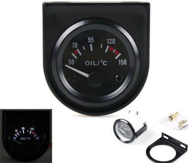 2 ''52Mm Wit Led Pointer Auto Olie Temp Temperatuurmeter Met Sensor Zwart Gezicht
