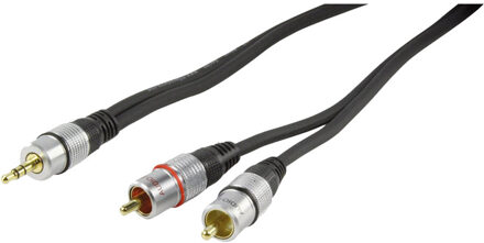 2.5m 3.5mm jack - 2x RCA M/M audio kabel 2,5 m 2 x RCA Zwart