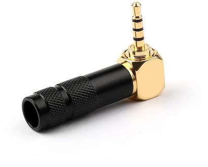 2.5mm 4 Pole TRRS Male Plug Jack Gold Plated 90 Degree Angle Audio Connector