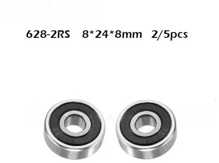 2/5PCS High quality ABEC-1 628 2RS 628RS 628-2rs 628 RS 8x24X8 mm Miniature double Rubber seal Deep Groove Ball Bearing