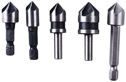 2/5Pcs Industriële Verzinkboor Boor Set 5 Fluiten Teller Wastafel Houtbewerking Boren Metalen Werken Afkanten Cutter 5stk