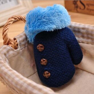 2-5Y Kids Jongens Winter Verdikking Handschoenen Baby Jongens Meisjes Warme Handschoenen Kinderen Heavy Breien Handschoen Solid Button Wanten DL