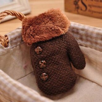 2-5Y Kids Jongens Winter Verdikking Handschoenen Baby Jongens Meisjes Warme Handschoenen Kinderen Heavy Breien Handschoen Solid Button Wanten