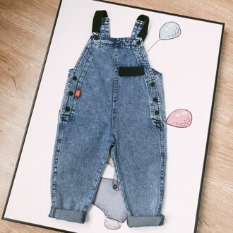 2-6 leeftijd Eenvoudige Baby Meisje Jeans Jumpsuit Peuter Jongens Kids Rechte Overalls Blue Denim Jarretel Broek Kinderen Vallen broek 4T