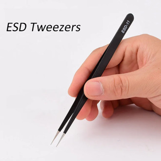 2/6PCS ESD Stainless Steel Tweezers Electronic IC Chips Removal Tool Tweezers Soldering for iPhone Motherboard Repair Forceps