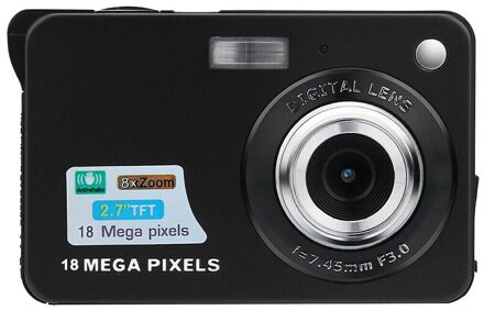 2.7Inch Tft Lcd Hd Scherm Digitale Camera Anti-Shake Gezichtsdetectie Camcorder Jhp-Best zwart