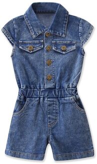 2-7Years Zomer Kinderkleding Koreaanse Stijl Mode Peuter Denim Shorts Baby Romper Korte Mouwen Baby Meisje Jumpsuit BC1856 6-7Y