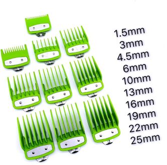 2/8/10Pcs Kapperszaak Styling Gids Kam Set Haar Trimmer Attachment Kapper Clipper Groen Limiet Kam met Metalen Clip
