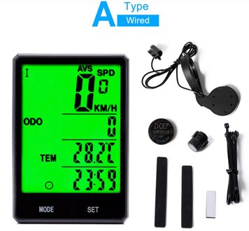2.8 "Grote Scherm Waterdichte Fiets Computer Snelheidsmeter Kilometerteller Backlight Draadloze Bedrade Fietsen Stopwatch Bike Snelheidsmeter A-English-Wired