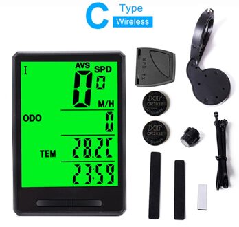 2.8 "Grote Scherm Waterdichte Fiets Computer Snelheidsmeter Kilometerteller Backlight Draadloze Bedrade Fietsen Stopwatch Bike Snelheidsmeter C-English-draadloze