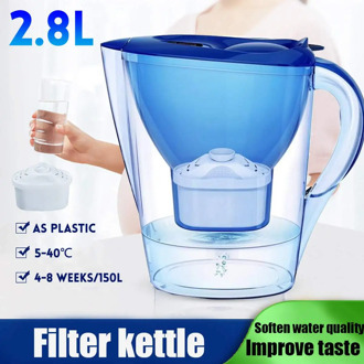 2.8L Home Activated Carbon Net Kettle Office Water Purifier Food Grade Material Water Filter With Electronic Timer