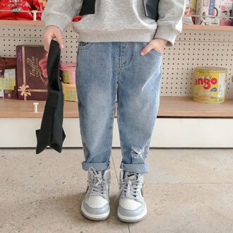 2-8T Peuter Kid Baby Boy Kleding Lente Losse Denim Broek Mode Streetwear Kind Broek Gaten Jeans Voor jongens Tiener Outfit 140