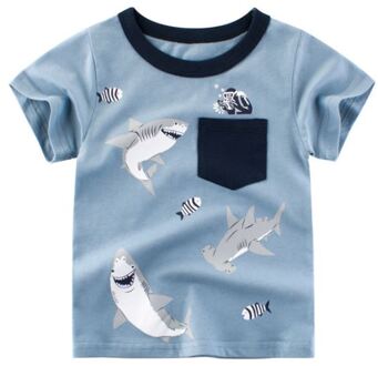 2-8Y Cartoon Print Baby Jongens Meisje T-shirt Voor Zomer Baby Kids Jongens Meisjes Leeuw T-Shirts Kleding Katoen Peuter Brief tops 8T
