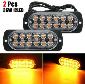 2 * Amber Ultra-Dunne 12 Led 36W Licht Bar Auto Vrachtwagen Hazard Baken Waarschuwing Lamp Snelle Warmte dissipatie Voor Meest Voertuigen