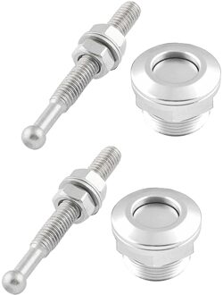 2 auto Auto Bonnet Hood Pins Lock 22mm Drukknop Quick Release Klink Sliver