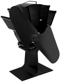 2 Blades Warmte Aangedreven Kachel Haard Fan Brandstofbesparing Stille Ecofan Voor Hout Log zwart
