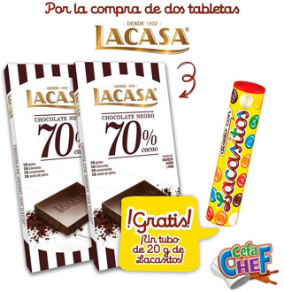 2 Chocolate tablets 70% cocoa lacase + free lacasite tube