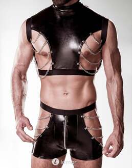 2-delige lederlook Heren set -GVH20057(2XL/3XL) - Maat: 2XL/3XL