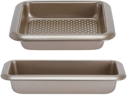 2-Delige set bakvormen/cakevormen met anti-aanbak laag zilver 25 en 35 cm - Cakevormen Zilverkleurig