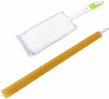 2- Delige verwarming/radiator schoonmaakset met lange steel - flexibel - plumeaus Geel