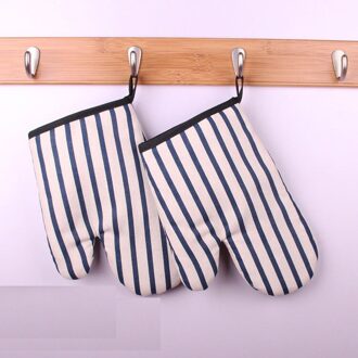 2 Dikke Magnetron Handschoenen Hoge Temperatuur Slip Geïsoleerde Keuken Huishouden Warmte Oven Oven Bakkerij Alleen Hittebestendige blauw Stripes 2