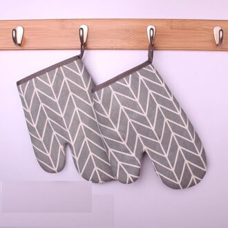 2 Dikke Magnetron Handschoenen Hoge Temperatuur Slip Geïsoleerde Keuken Huishouden Warmte Oven Oven Bakkerij Alleen Hittebestendige grijs Arrowhead 2