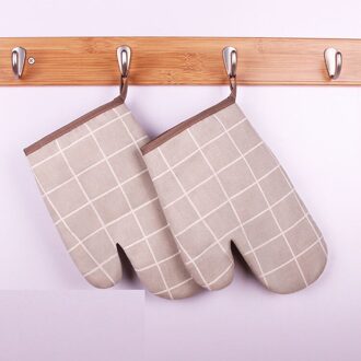 2 Dikke Magnetron Handschoenen Hoge Temperatuur Slip Geïsoleerde Keuken Huishouden Warmte Oven Oven Bakkerij Alleen Hittebestendige grijs Plaid 2