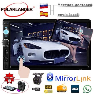 2 Din Audio Stereo 7 Inch Bluetooth 4 Talen Stuurbediening Touch Screen Auto MP5 Speler Auto Mp4 Mp5 met Aux Usb Sd met camera