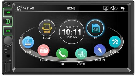 2 Din Autoradio 7 Inch Speler Mp5 Druk Sn Bluetooth Multimedia Fm Aux Usb Sd-kaart Hd Speler Mp5