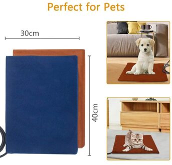 2 Fleece Covers Elektrische Verwarmde Mat Huisdier Verwarming Pad Kat Hond Deken Heater 7 Niveau Verstelbare Temperatuur 12V Adapter wasbaar 15W 40x30cm / US plug