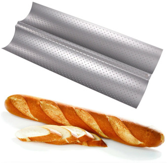 2 Grid Silver Baguette Mold French Bread Baking Mold Durable Non-Stick Baking Pastry Equipment Home Kitchen Baking Pan Supplies