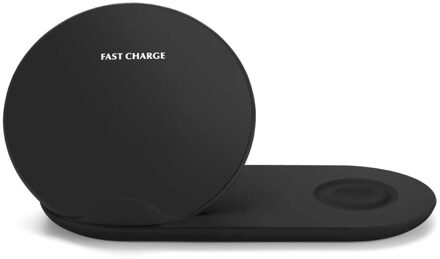 2 In 1 10W Snelle Draadloze Charger Stand Charging Dock Station Voor Apple Horloge 4/3/2 /1 Iphone 8/8 +/X/Xr/Xs/Xs Max Samsung S10 +/S9 + zwart