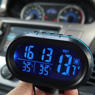 2 In 1 12V / 24V Digitale Auto Thermometer + Auto Batterij Voltmeter Voltage Meter Tester Monitor + Elektronische Klok