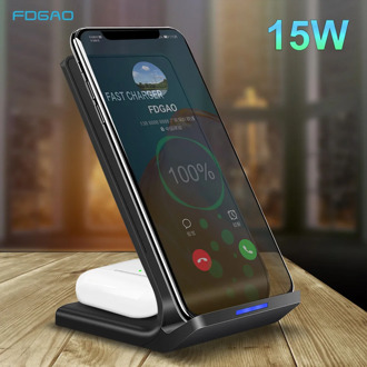 2 in 1 15W Quick Charge Dock Station Qi Wireless Charger Stand For iPhone 11 XR XS X 8 Airpods Pro Samsung S20 S10 Galaxy Buds