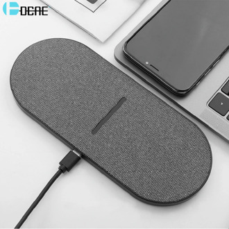 2 in 1 20W Dual Seat Qi Wireless Charger for Samsung S20 S10 Double Qi Fast Charging Dock Pad For IPhone 11 XS XR X Airpods Pro