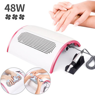 2-IN-1 48W Nail Drill Machine Nail Dust Collector Manicure with 3 Powerful Fans Vacuum Cleaner Manicure Pedicure Tools