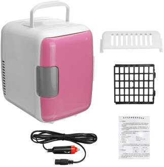 2 In 1 4L Draagbare Mini Auto Koelkasten Tweeërlei Gebruik Draagbare Warmer Vriezer Cooler Camping Koelkast Voertuig Reizen Koelkast Roze