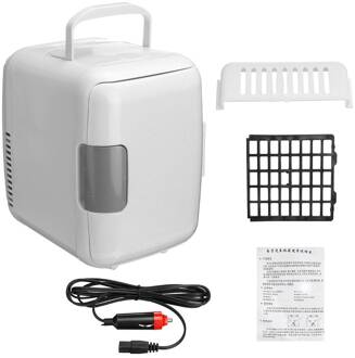 2 In 1 4L Draagbare Mini Auto Koelkasten Tweeërlei Gebruik Draagbare Warmer Vriezer Cooler Camping Koelkast Voertuig Reizen Koelkast wit